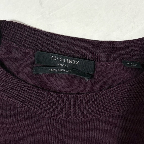 Allsaints Libby Crew Neck Purple Merino Wool Sweater Size Small Classic Fall - Picture 4 of 7
